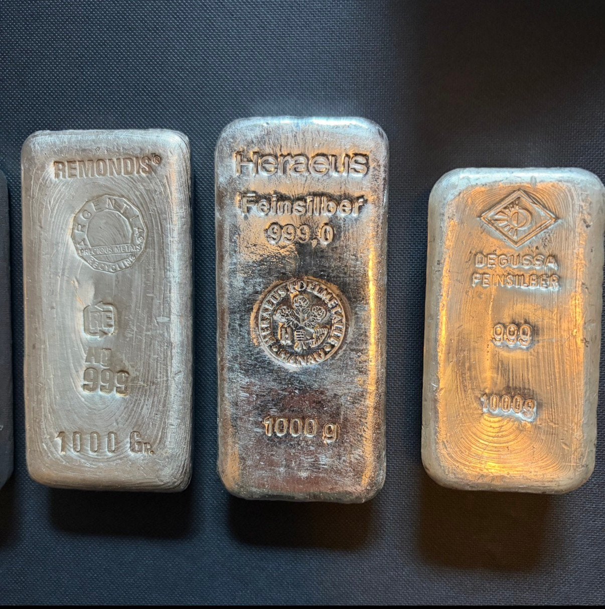 Zilver baren 1 kilo diverse smelters, Ophalen, Zilver