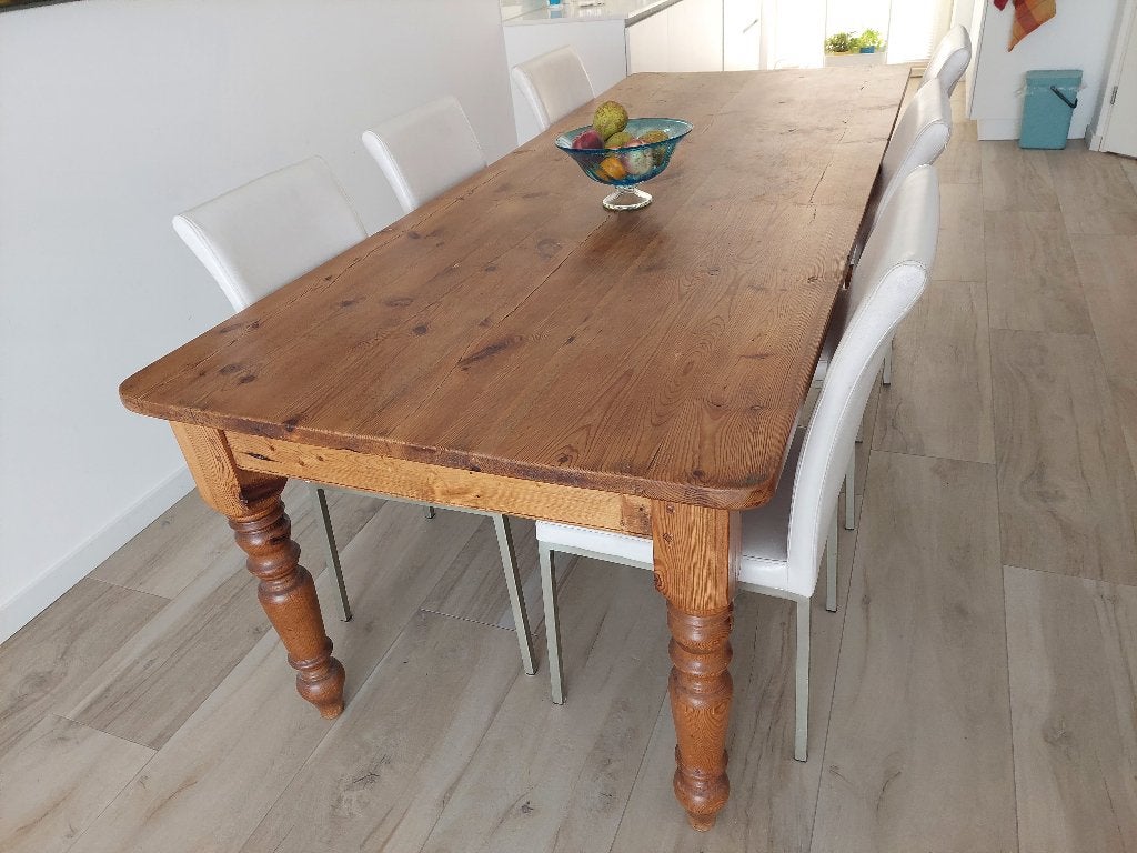 Mooie grote houten eettafel, Ophalen, Gebruikt, 200 cm of meer, 50 tot 100 cm