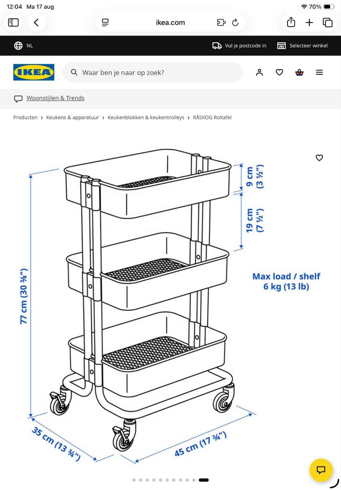 IKEA Trolley, Ophalen of Verzenden