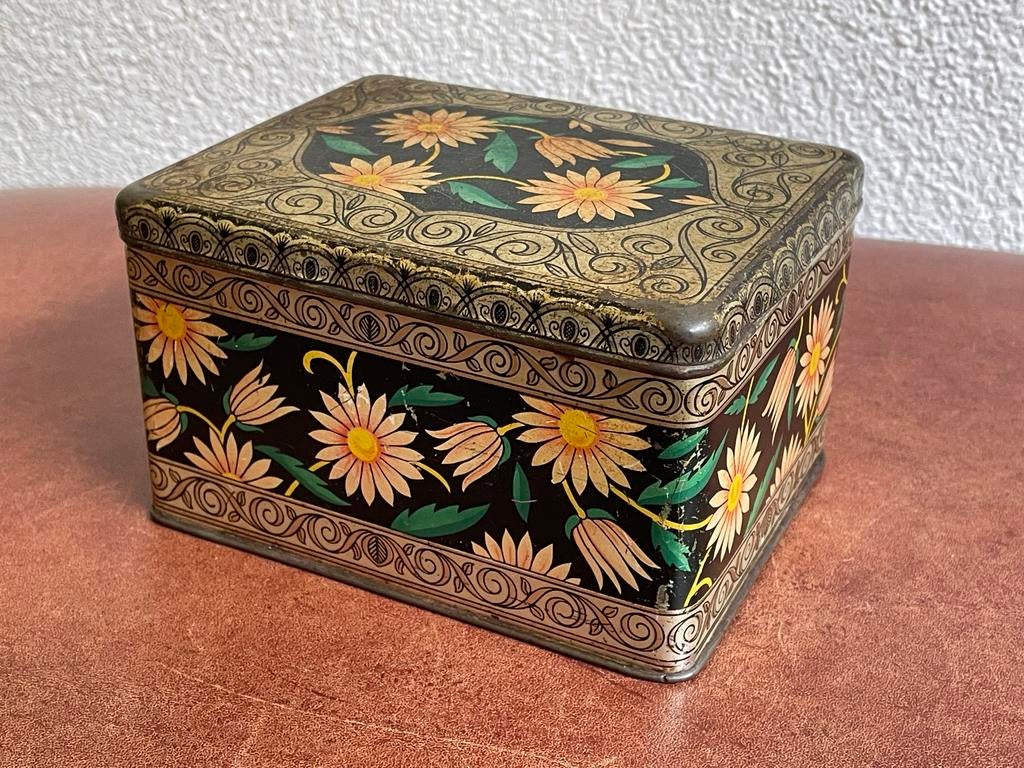 Vintage Van Melle's blik met bloemendecoratie, Verzamelen, Blikken, Ophalen of Verzenden, Gebruikt, Overige
