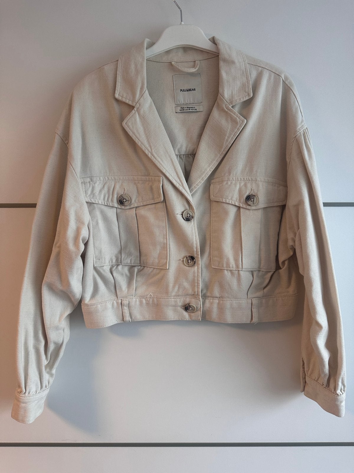 Stoer denim jasje van Pull & Bear in maat M, Ophalen of Verzenden, Zo goed als nieuw, Maat 38/40 (M), Beige