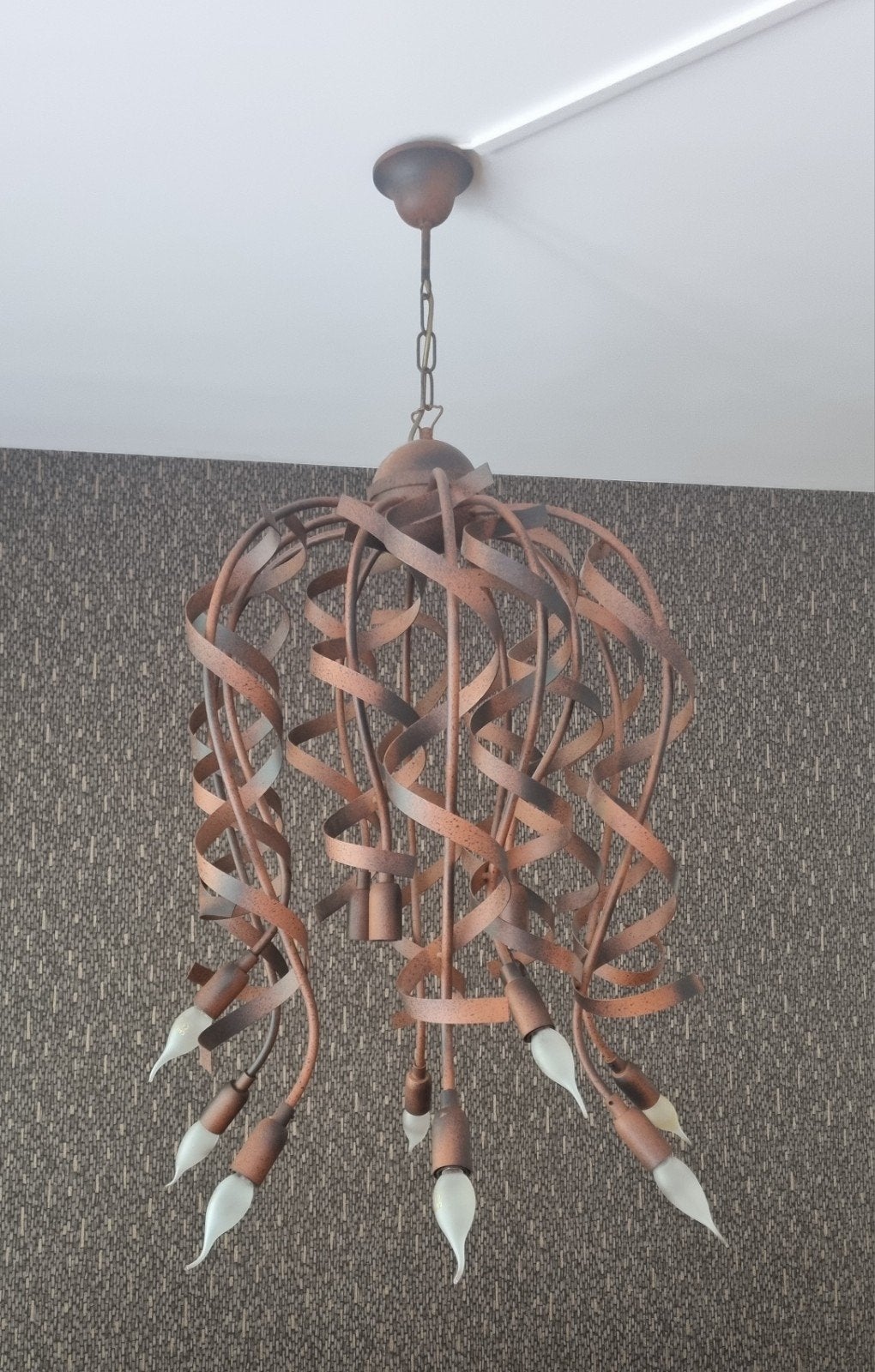 Grote klassieke/barok hanglamp – 12-lichts- smeedijzer, Klassiek, Renaissance, Barok, E14 (klein), Ophalen of Verzenden, Zo goed als nieuw