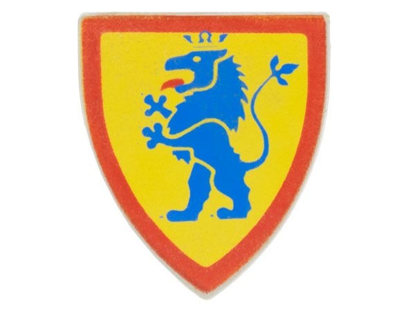 Lego Minifigure, Shield Triangular Short with Blue Lion, Gebruikt, Lego, Accessoire, Ophalen of Verzenden