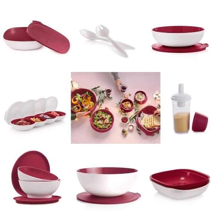 Tupperware allegra serie, diverse items in kersenrood, nieuw, Overige typen, Nieuw, Ophalen of Verzenden, Vaatwasserbestendig