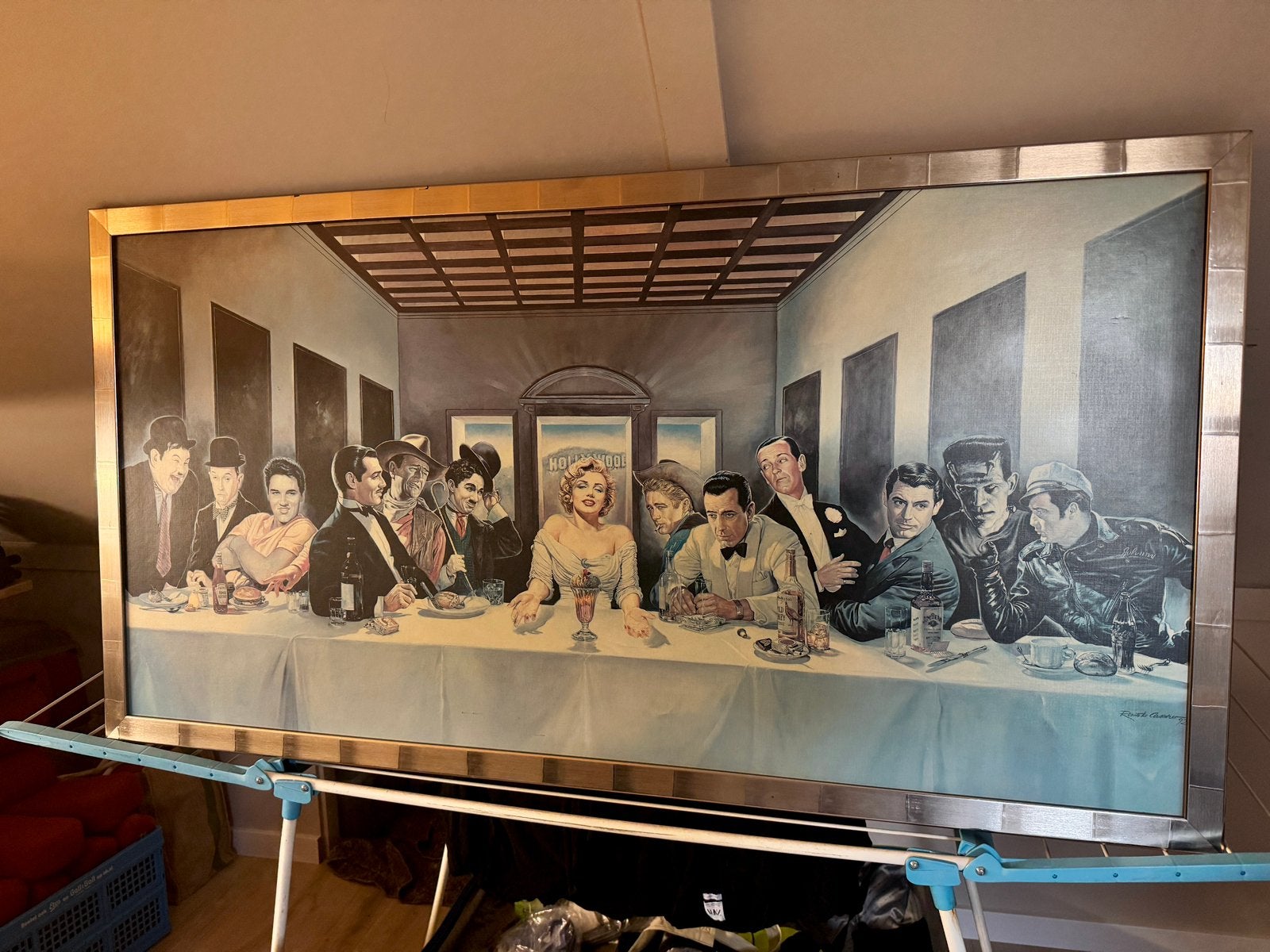 Grote ingelijste print – Laatste Avondmaal met filmsterren, Antiek en Kunst, Kunst | Schilderijen | Modern, Ophalen, Film
