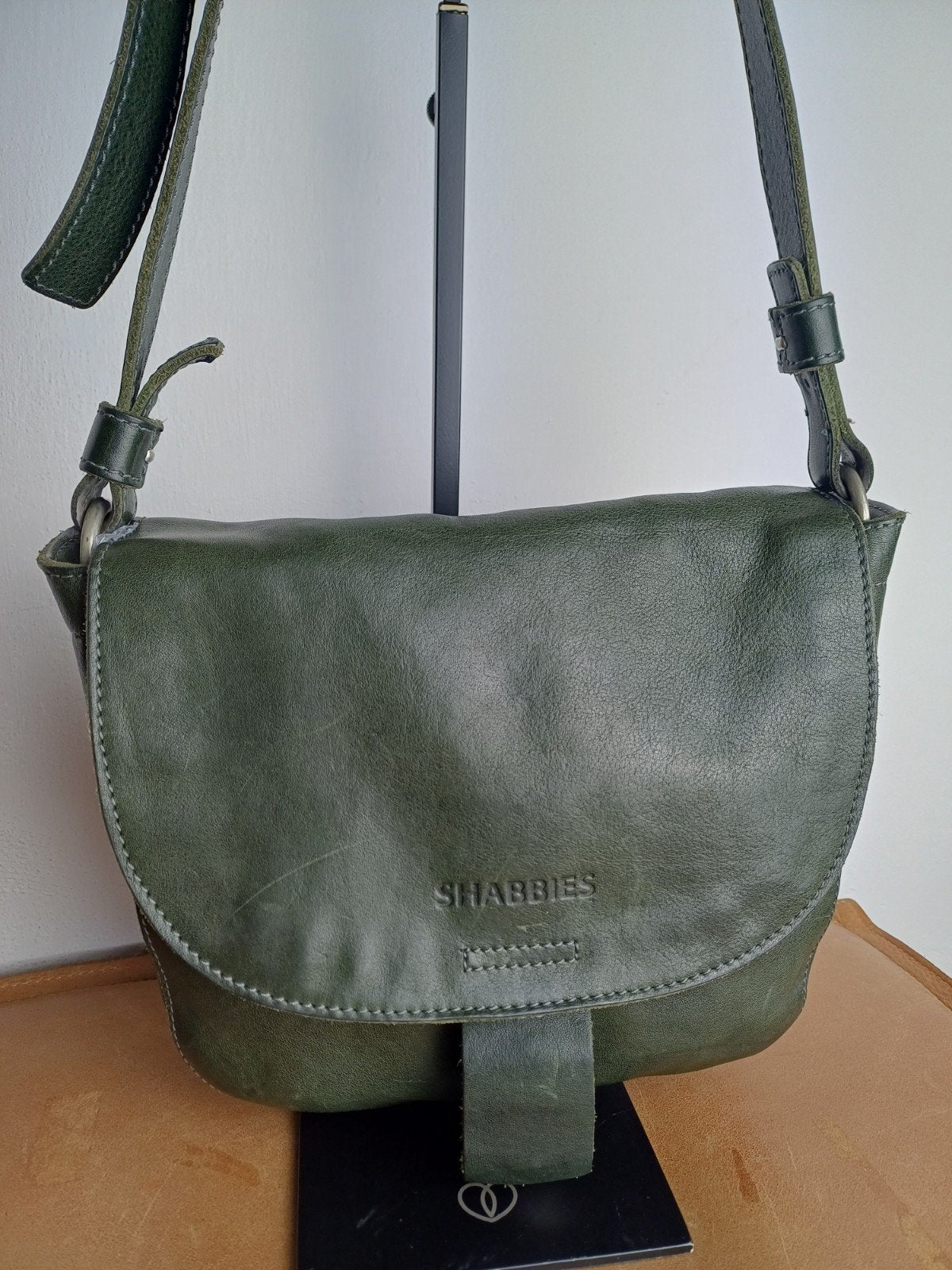 Medium postman tas in groen leer Shabbies, Ophalen of Verzenden, Groen
