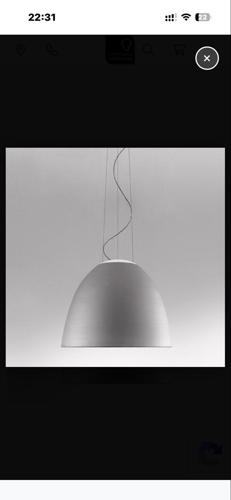 Artemide Nur hanglamp - Grijs, Ophalen, Zo goed als nieuw, Metaal, E27 (groot)