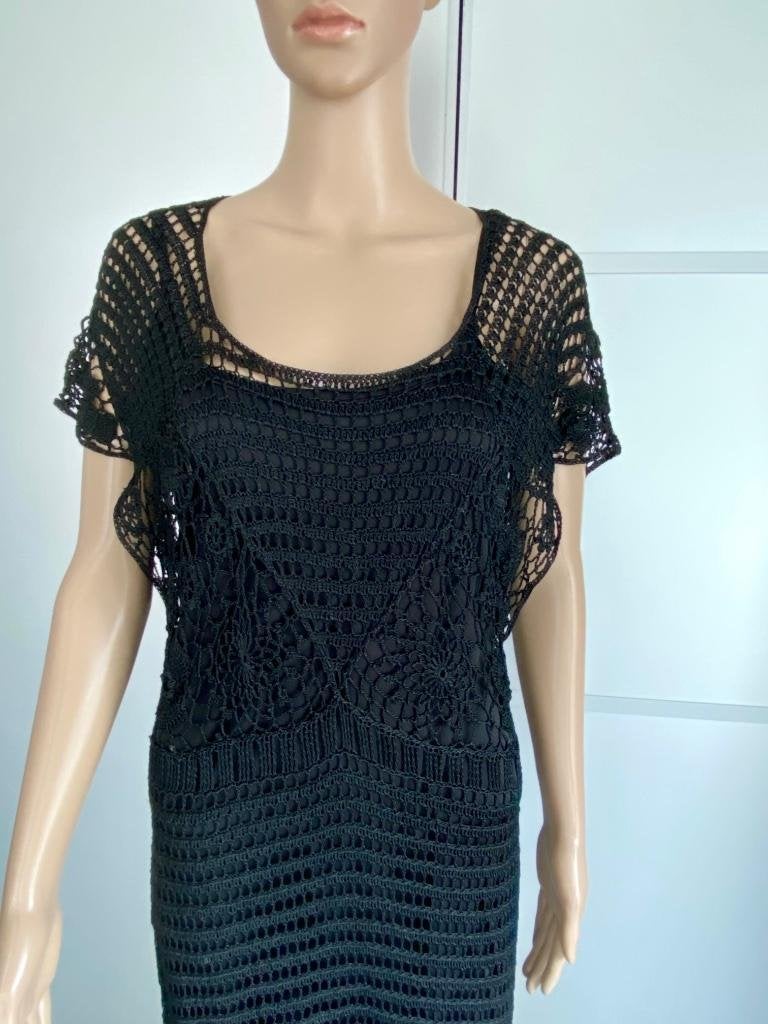 i426 Nicowa maat 40=M gehaakt jurk jurkje zwart, Kleding | Dames, Maat 38/40 (M), Zwart, Nicowa, Ophalen of Verzenden