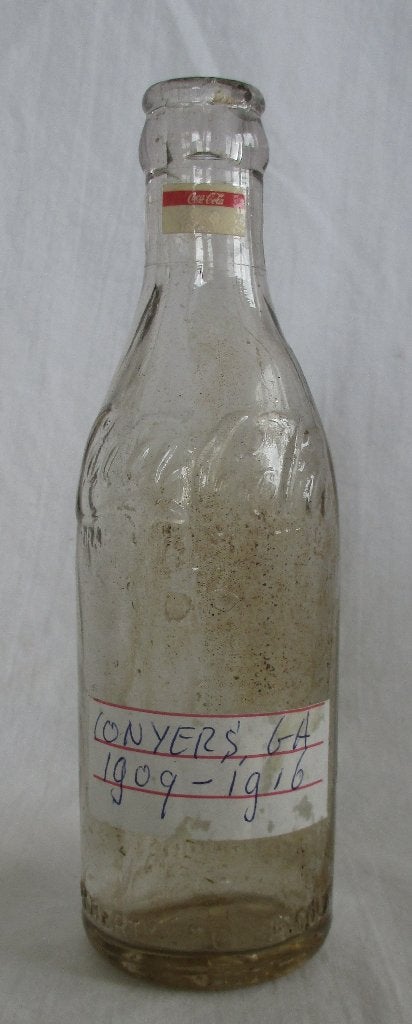 Coca-Cola flesje 1909  1916 CONYERS, GA straightsided bottle, Ophalen of Verzenden, Gebruikt, Gebruiksvoorwerp