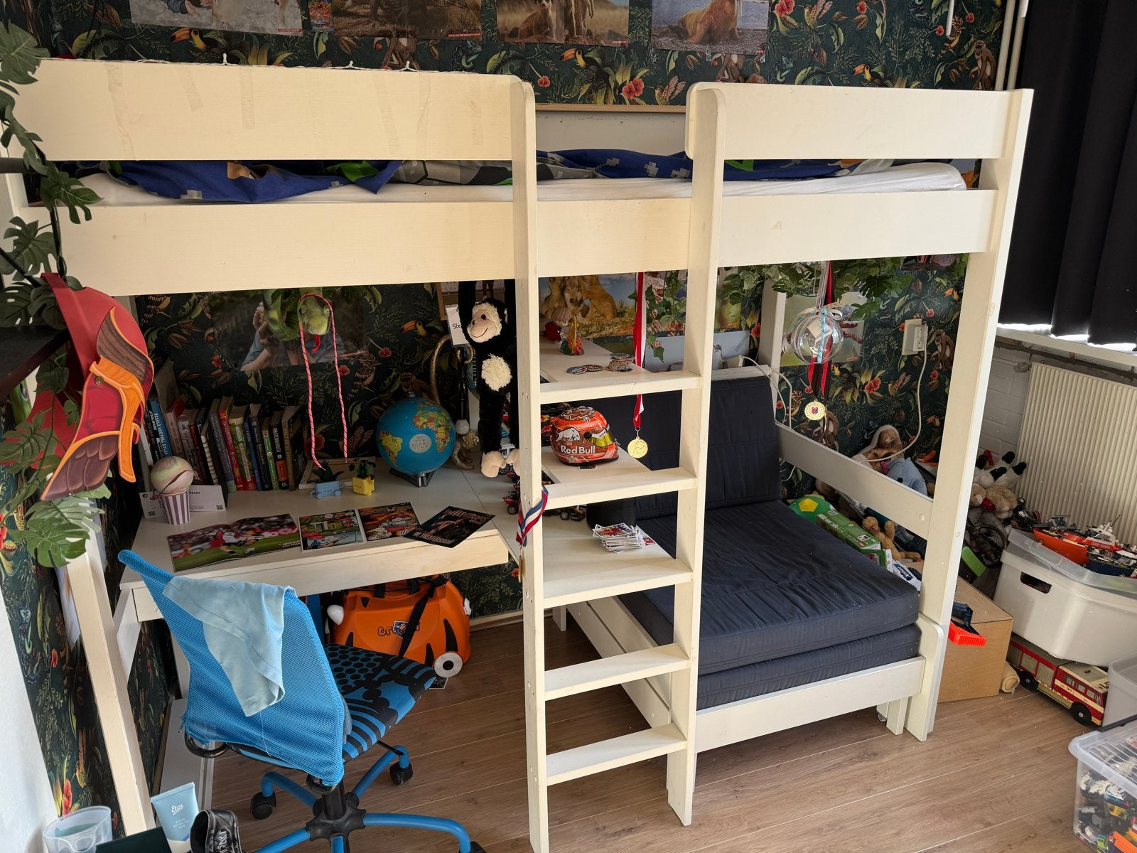 Gebruikt hoogslaper met bureau en slaaphoogte 155 cm, Ophalen, Gebruikt, 100 cm of meer, Hoogslaper of Stapelbed