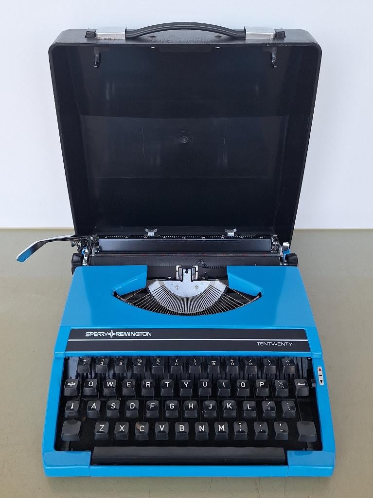 vintage retro blauwe Sperry Remmington TenTwenty typemachine, Diversen, Typemachines, Ophalen of Verzenden, Gebruikt