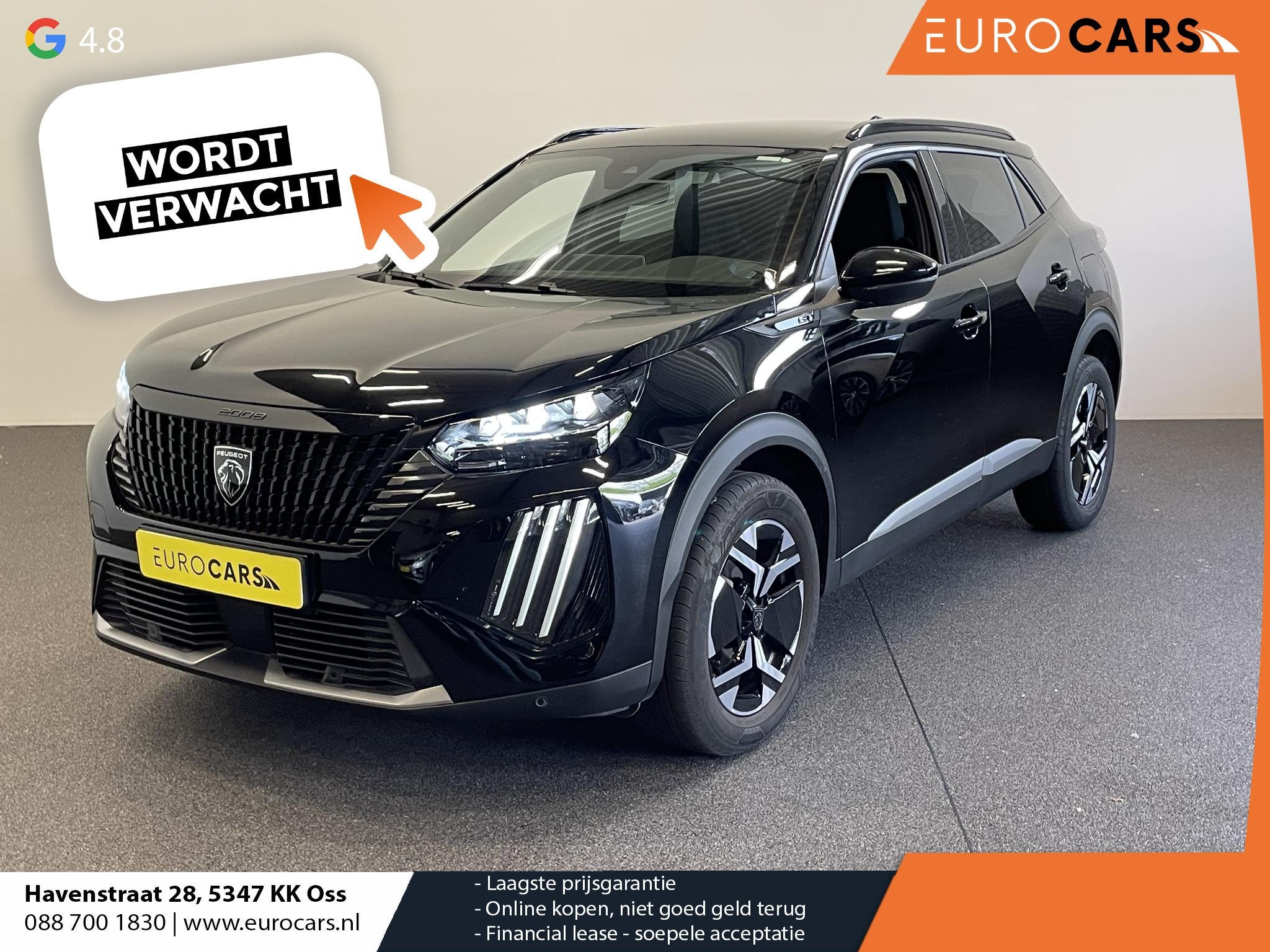 Peugeot 2008 1.2 PureTech 130pk Automaat GT-Line Navigatie A, Auto's, Gebruikt, 1199 cc, Leder en Stof, Zwart