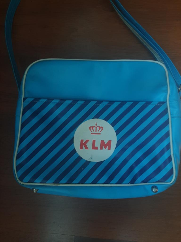 KLM vintage schoudertas, Sieraden, Tassen en Uiterlijk, Tassen | Schoudertassen, Verzenden, Blauw