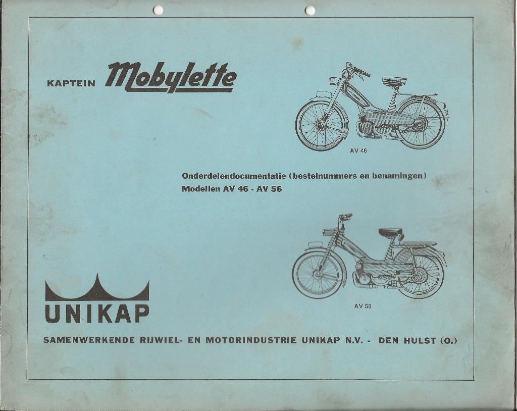 Kaptein Mobylette AV46 AV 56 onderdelenboek (7312z), Ophalen of Verzenden, Zo goed als nieuw