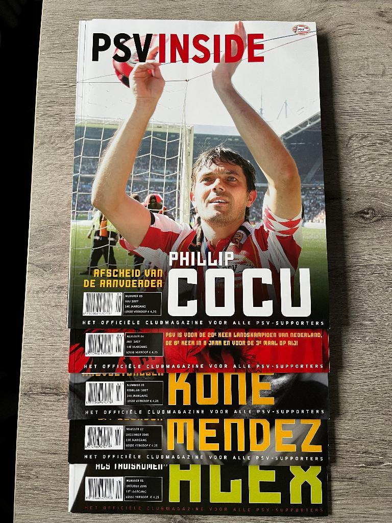 Jaargang 13/14 PSV Inside Aug 2006 - Juli 2007 5 stuks, Verzamelen, Ophalen of Verzenden, Zo goed als nieuw, PSV, Boek of Tijdschrift