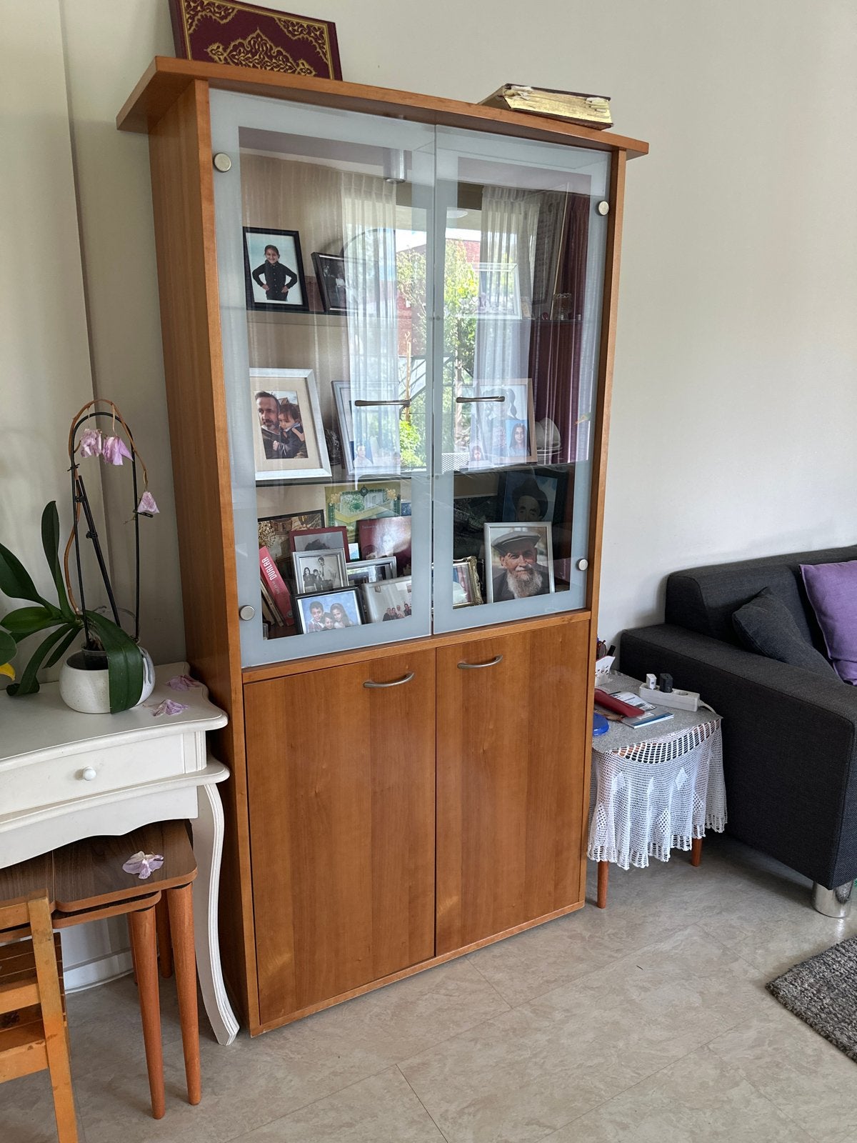 Kersenhouten Vitrinekast - 92x188x42 cm - Goede staat, Huis en Inrichting, Kasten | Vitrinekasten, Ophalen, Gebruikt, 50 tot 100 cm