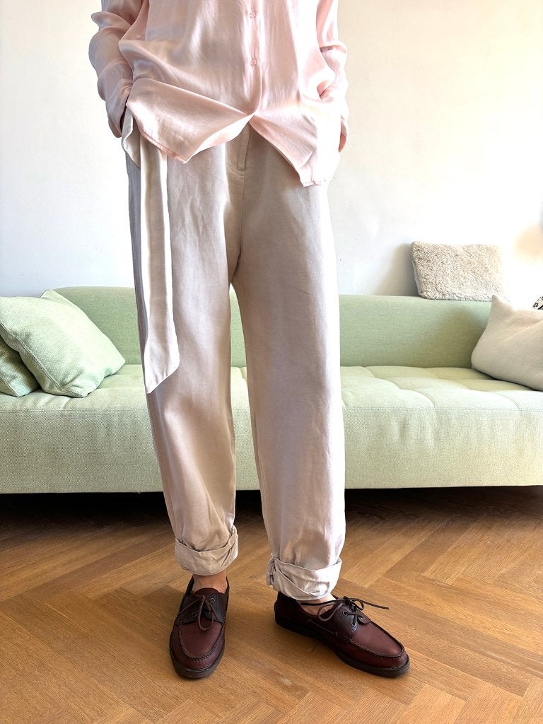 pantalon, Franse merk IRO, maat 38 linnen-katoen ruimvallend, Maat 38/40 (M), Wit, Ophalen of Verzenden, Zo goed als nieuw