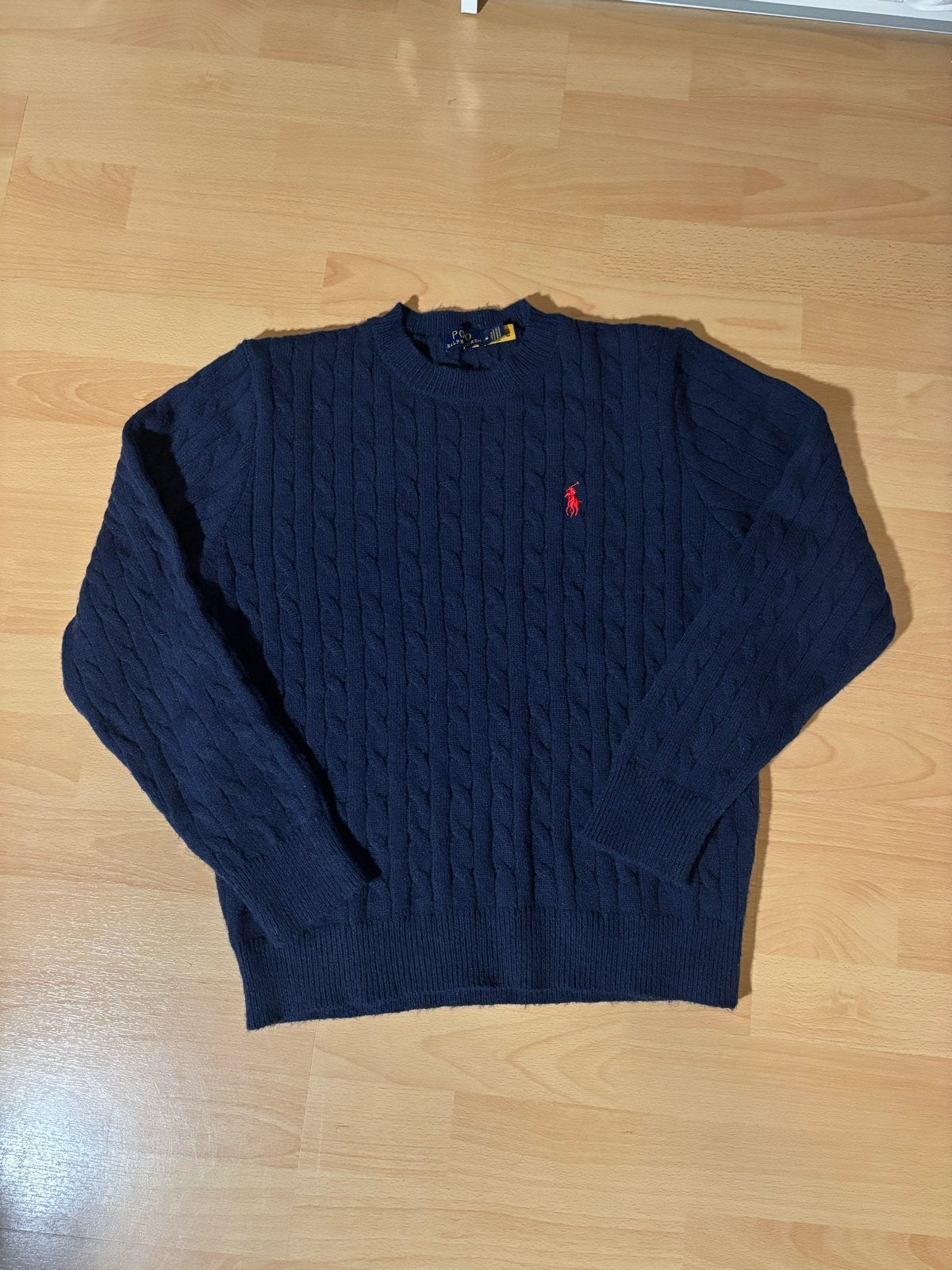 Ralph Lauren Kabelgebreide Trui - Donkerblauw Maat M, Ophalen of Verzenden, Zo goed als nieuw, Maat 48/50 (M), Blauw