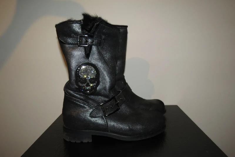 Philipp Plein biker boots swarovski schedel zijkant banden38, Philipp plein, Overige kleuren, Verzenden, Lage of Enkellaarzen