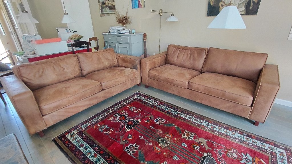 Twee Banken van Microleder, Ophalen, Minder dan 75 cm, 150 tot 200 cm, Tweepersoons
