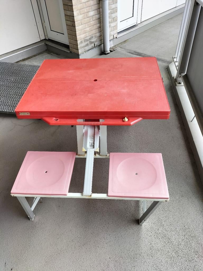 Opvouwbare picknick tafel oranjerood/ rose., Ophalen, Campingtafel