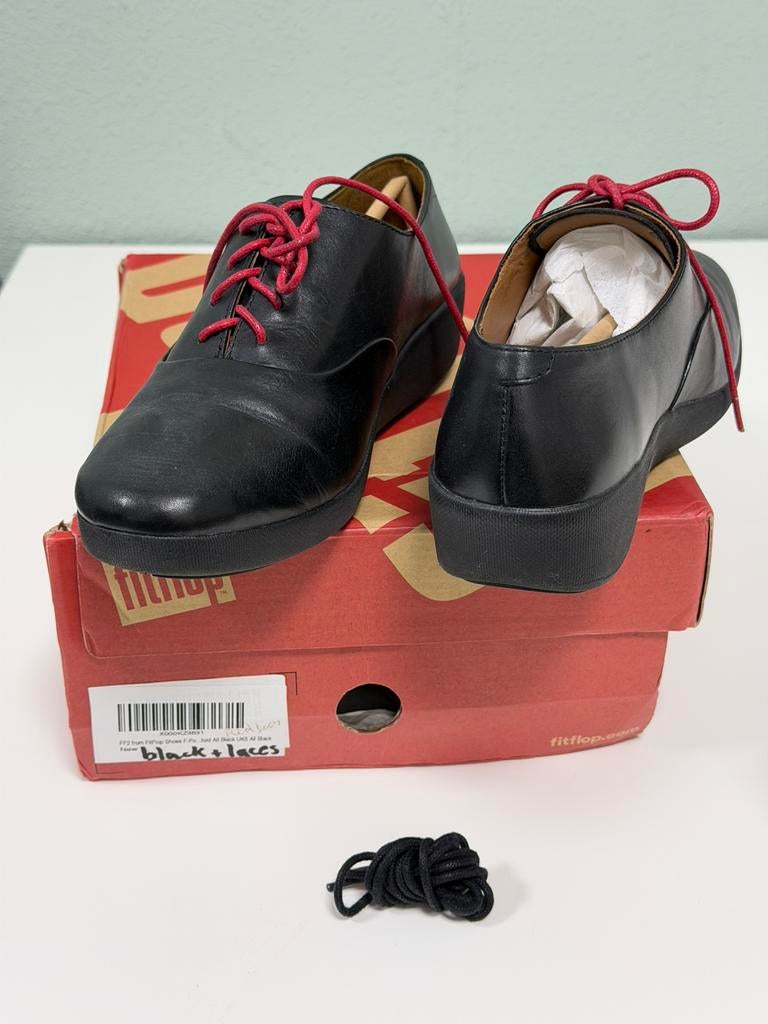 FitFlop dames schoenen zwart leer maat 38 nieuw FF2 lederen, Schoenen met lage hakken, Zwart, Nieuw, Ophalen of Verzenden