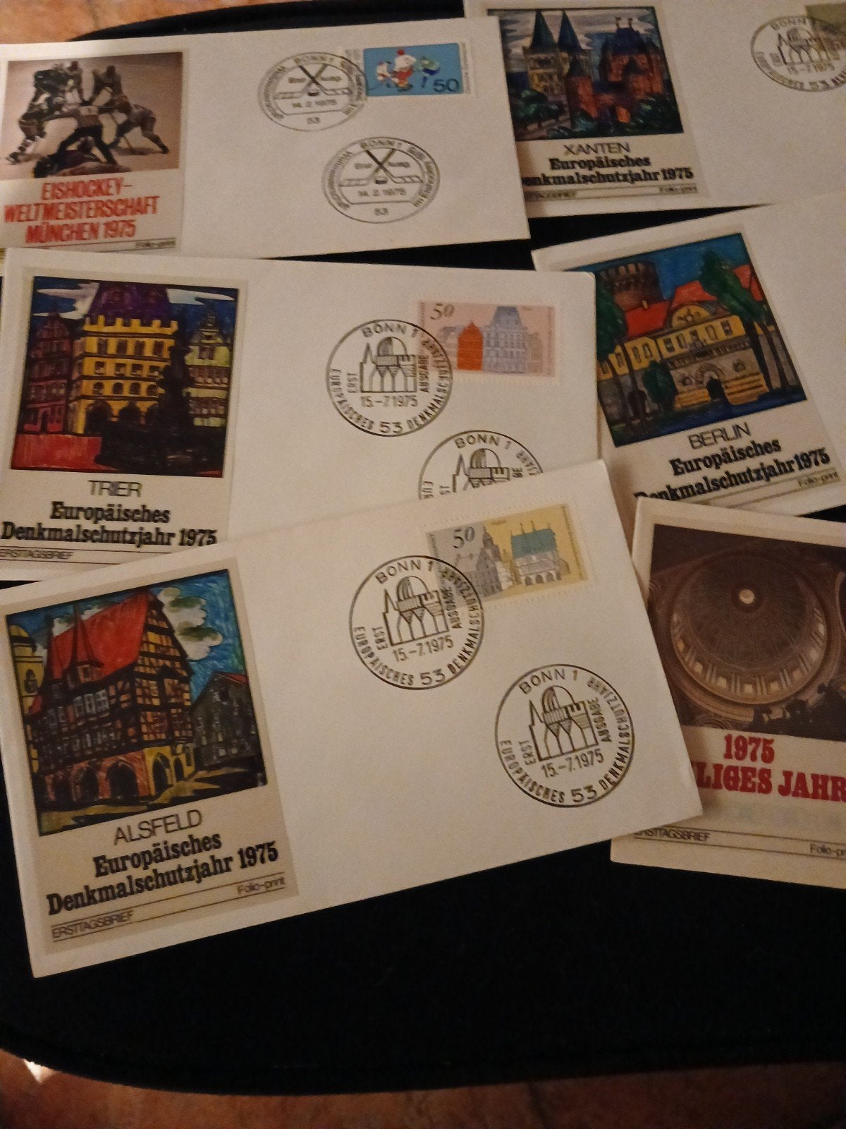 7 Duitse eerstedag enveloppen uit Bonn van 1975, Postzegels en Munten, Postzegels | Eerstedagenveloppen, Ophalen of Verzenden