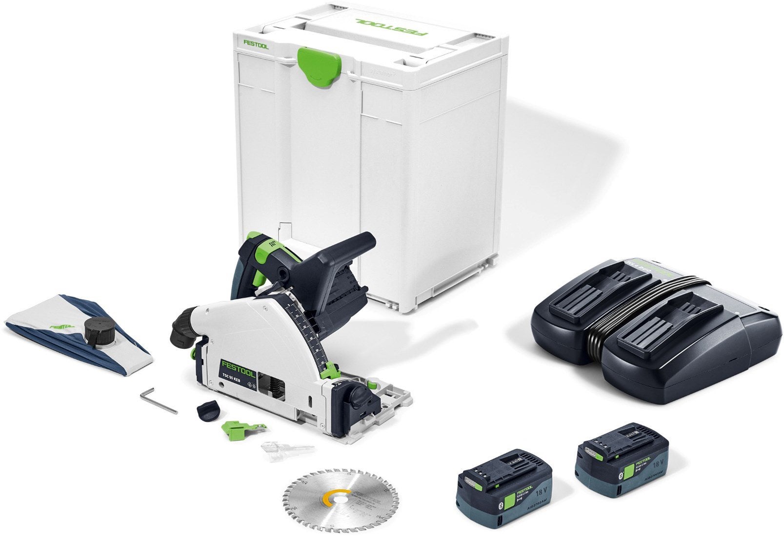 Festool TSC 55  2x18V 160mm in Systainer, Ophalen of Verzenden, 1200 watt of meer, Invalzaag, 30 tot 70 mm