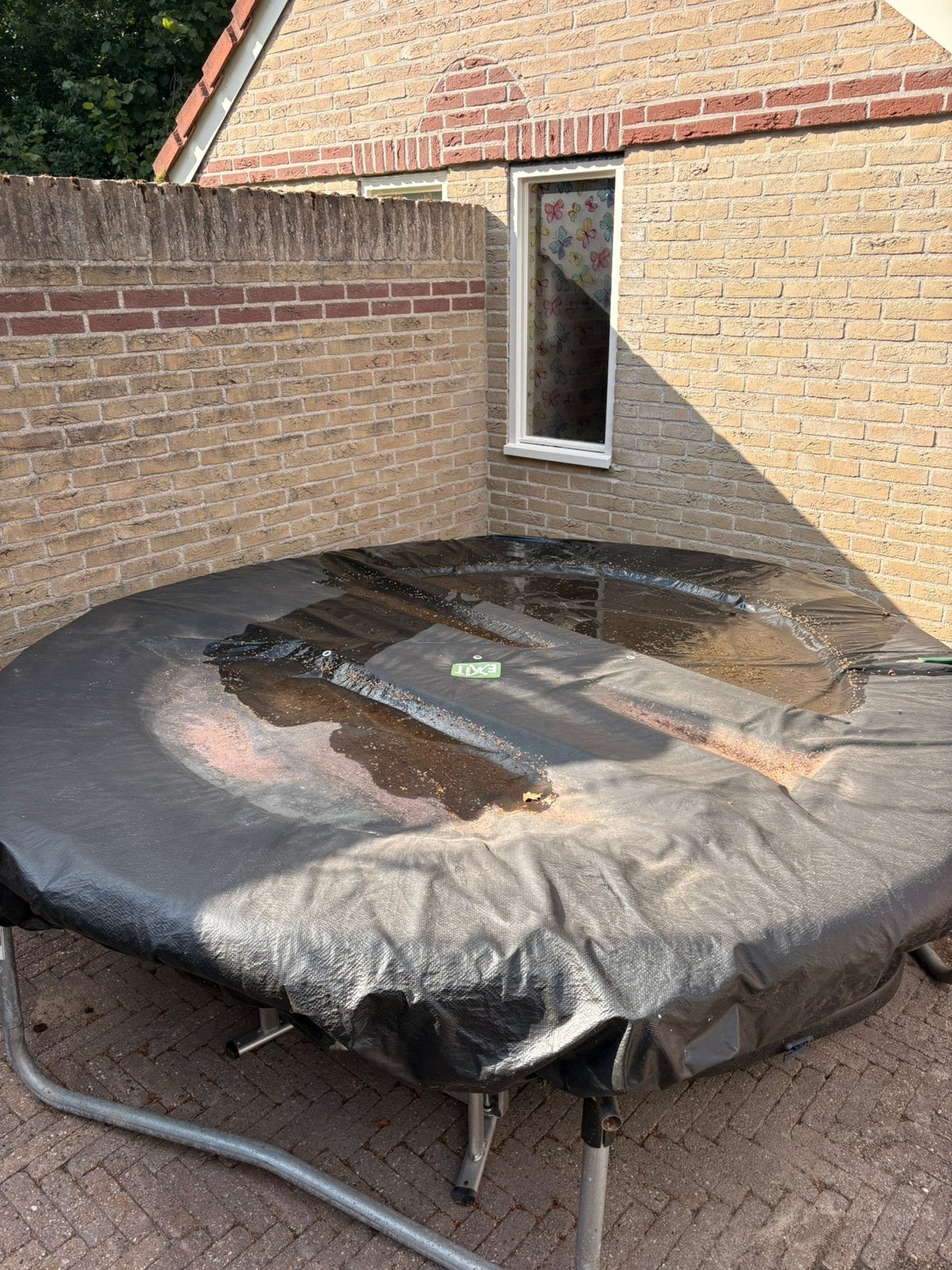 Trampoline 244cm met net en afdekzeil, Ophalen, Gebruikt