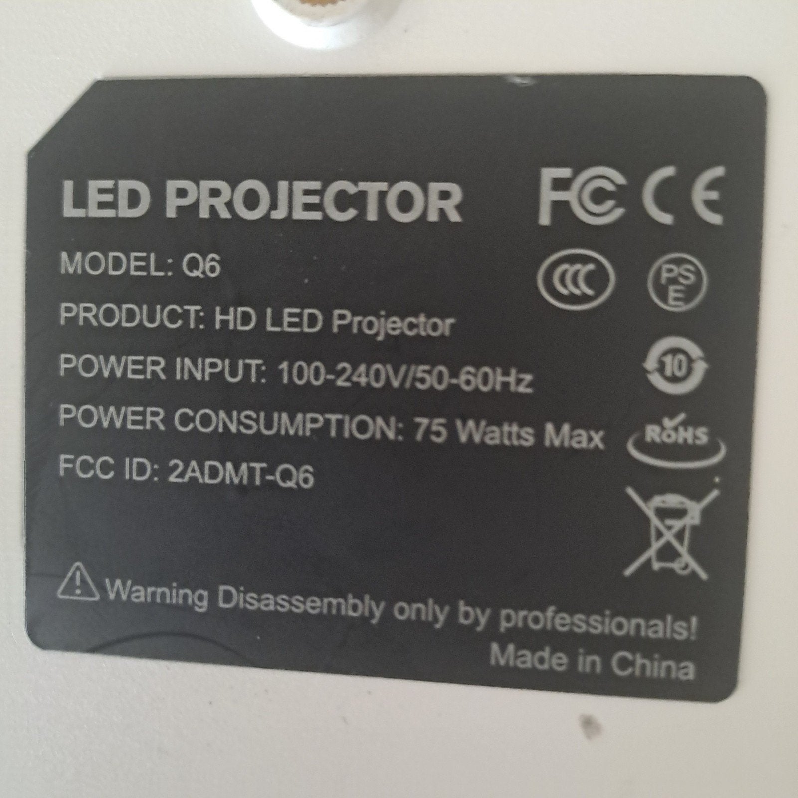 Beamer/projector te koop. Kleur wit., Ophalen, Nieuw, LED