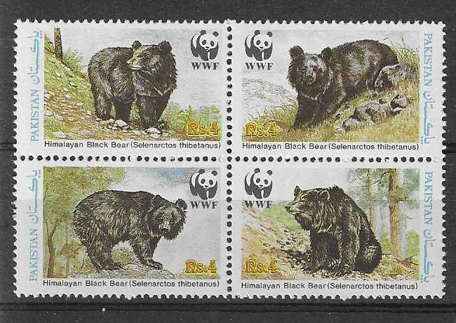 hvdhr WWF/WNF pakistan beren complete postfrisse serie 1989, Postzegels en Munten, Ophalen of Verzenden, Postfris, Dier of Natuur