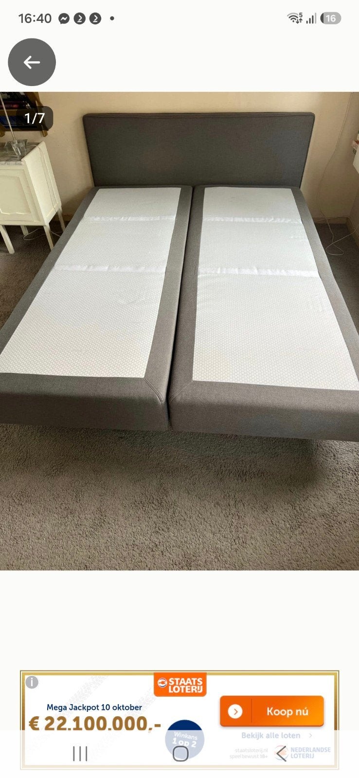 boxspring  auping original  met 2 electrische Bedbodems, Verstelbaar, Eenpersoons, Zwart, Ophalen of Verzenden