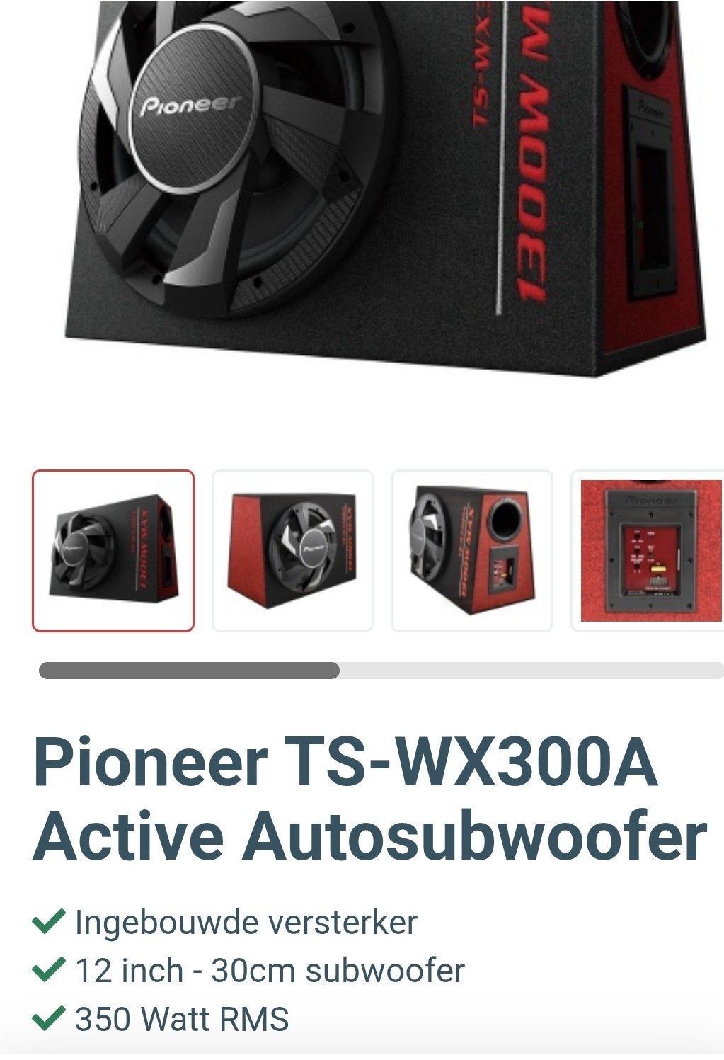 Pioneer TS-WX300A Actieve Autosubwoofer - 350W RMS, Ophalen of Verzenden, Gebruikt