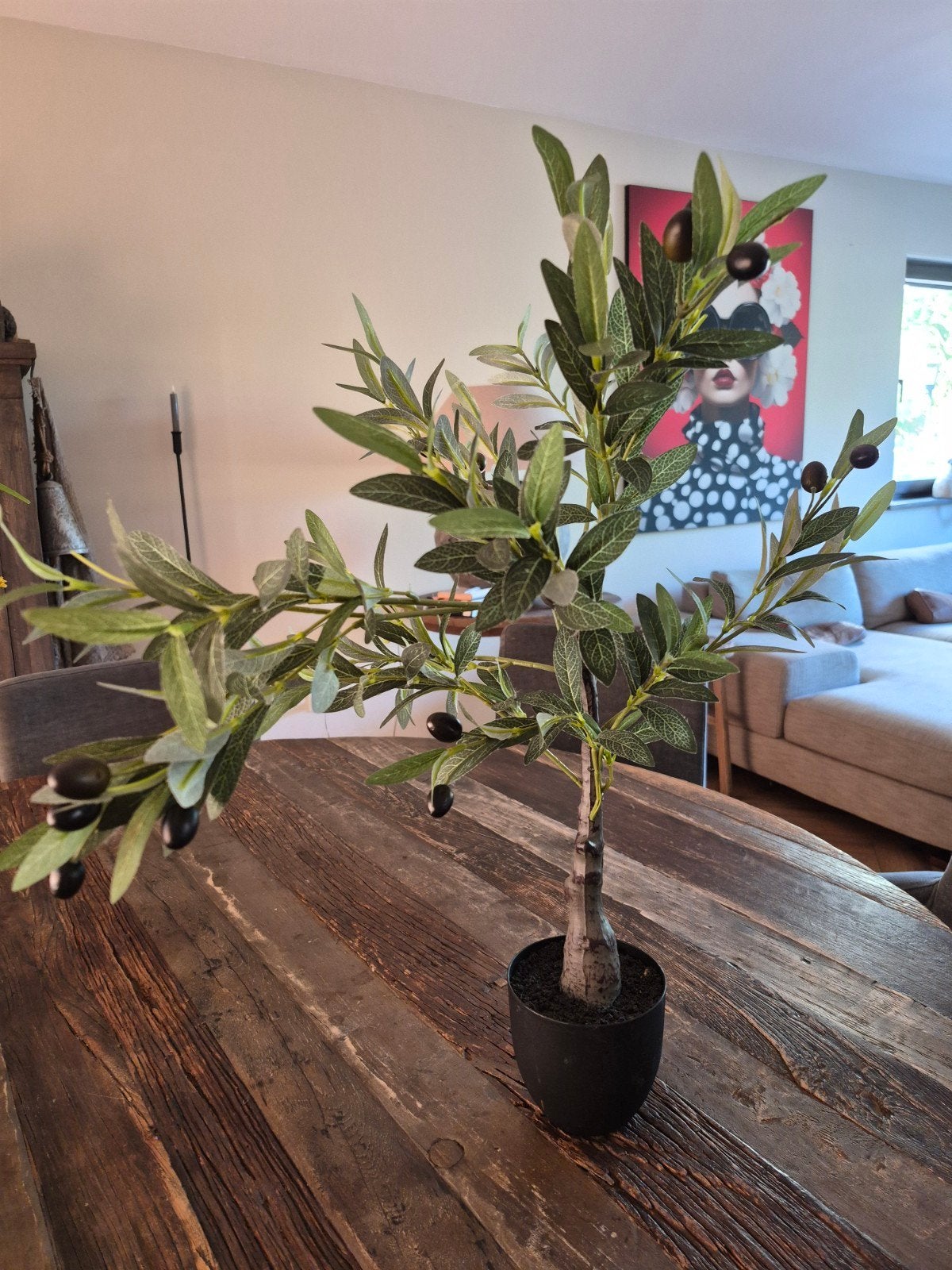 Kunst olijfboompje - 70 cm hoog, Huis en Inrichting, Woonaccessoires | Kunstplanten en Kunstbloemen, Binnen, Groen, 70 cm, Onderhoudsvrij