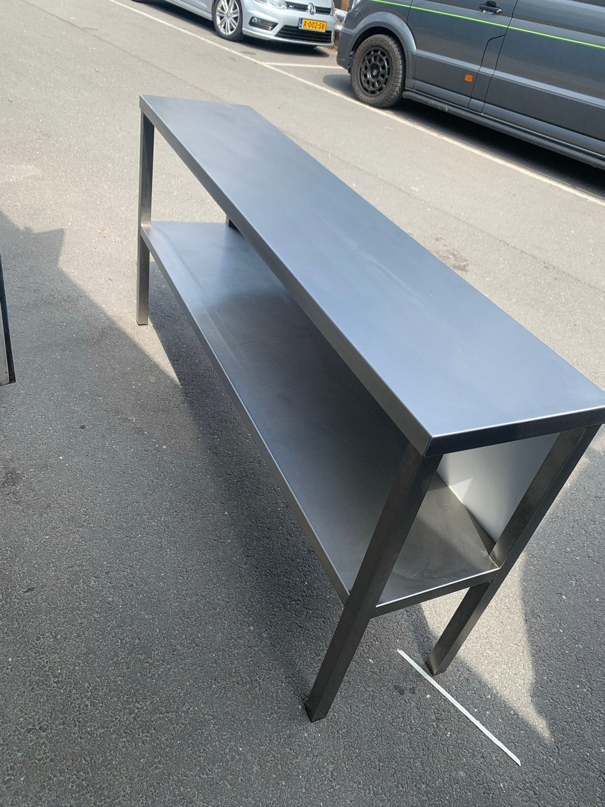 RVS Werkbank / Bar met Opbergplank - Gebruikt, Ophalen, Gebruikt