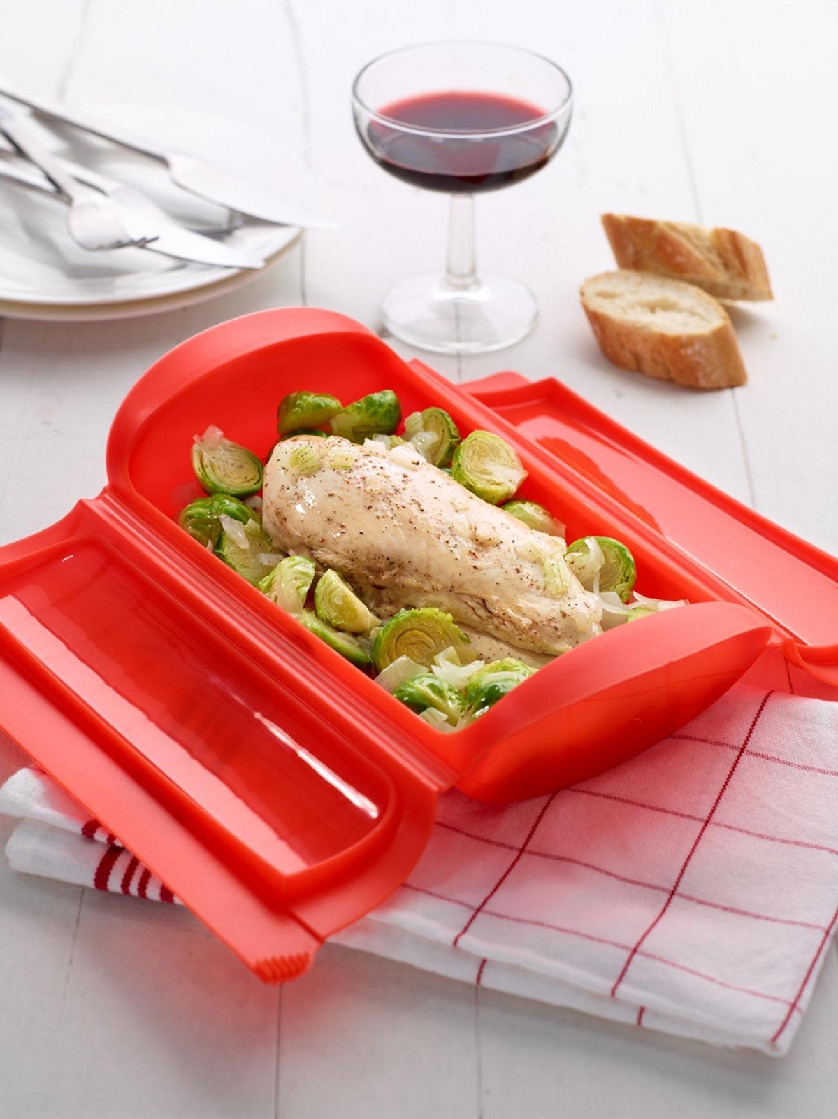 Lékué Magnetron Stoomkoker met tray - Gezond koken 1-2 pers., Ophalen of Verzenden