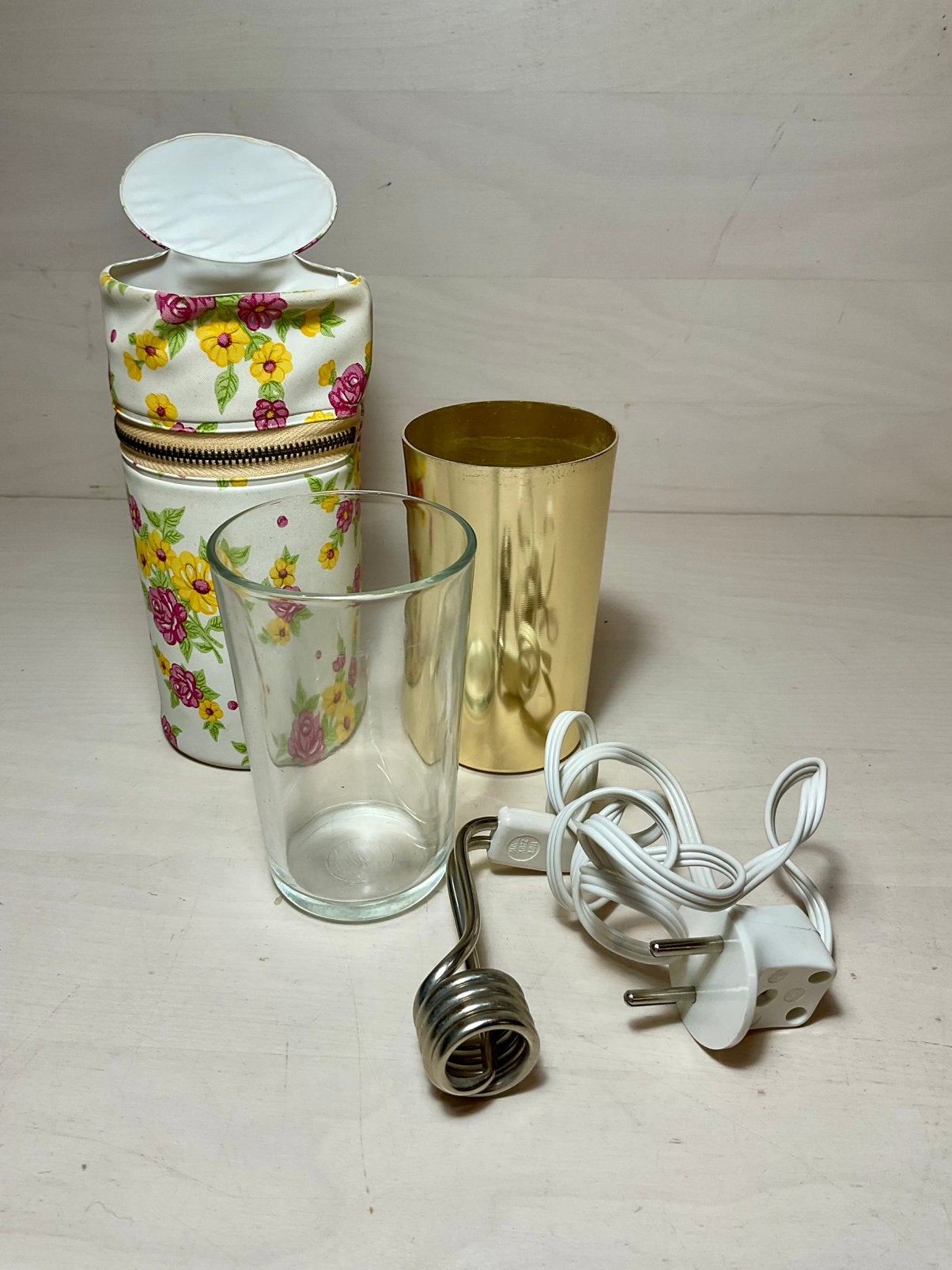 Kleine dompelaar met glas, maar let op, Caravans en Kamperen, Kampeeraccessoires, Ophalen of Verzenden, Gebruikt