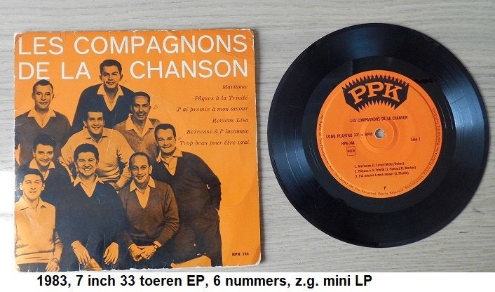 LES COMPAGNONS DE LA CHANSON, NL mini LP, 33 rpm 6 nummers, Ophalen of Verzenden, Zo goed als nieuw, 7 inch, LP