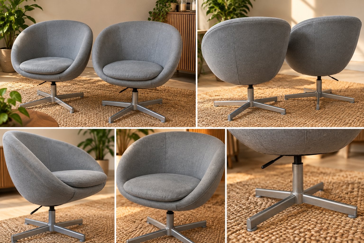 Set van 2 grijze draaibare fauteuils - Zo goed als nieuw, Twee, Ophalen of Verzenden, Zo goed als nieuw, Stof