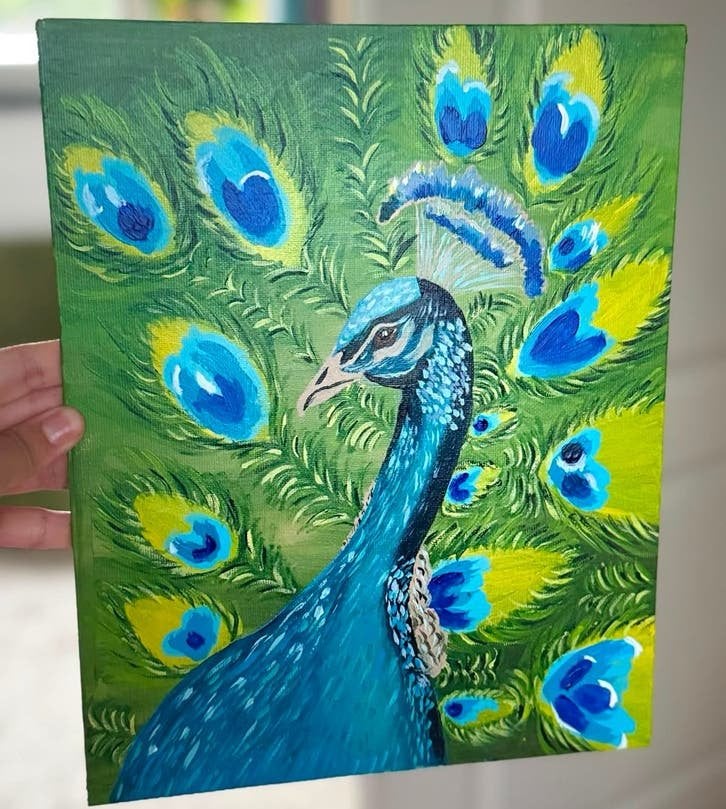 Pauw Schilderij - Acryl op Doek, Antiek en Kunst, Kunst | Schilderijen | Klassiek, Acrylverf, Doek, Realistisch, Dieren