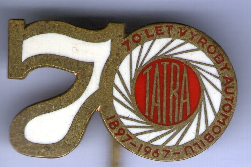 70 Jaar TATRA email op koper auto speldje ( D_080), Verzamelen, Verzenden, Zo goed als nieuw, Transport, Speldje of Pin