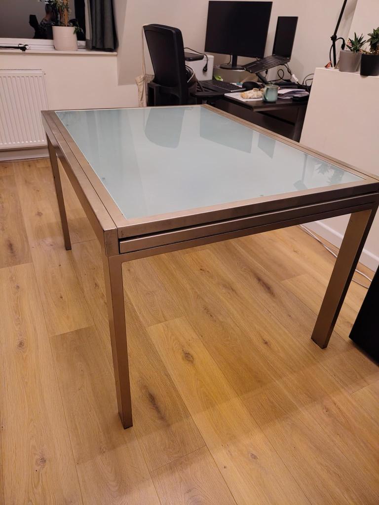 Uitschuifbare eettafel, Huis en Inrichting, Tafels | Eettafels, Ophalen, Gebruikt, 200 cm of meer, 50 tot 100 cm
