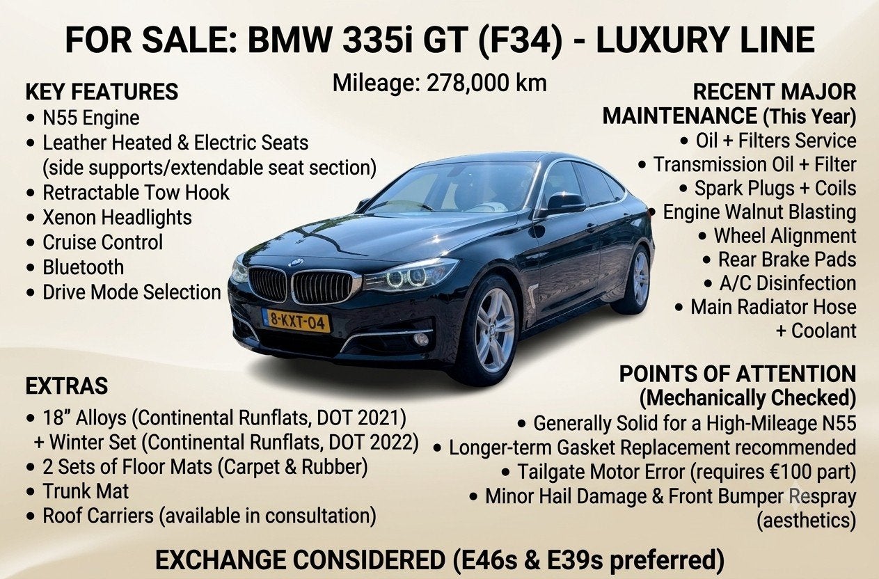 BMW 3-Serie GT 335I Aut8 2013 Zwart, Auto's, Achterwielaandrijving, Beige, Zwart, 93 €/maand