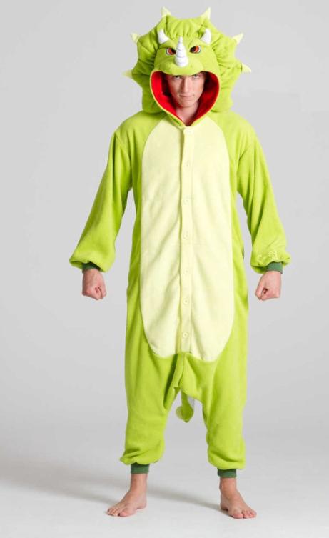 Dino verkleed pak L-XL ,  KIMU Onesie Triceratops ( unisex), Carnaval, Maat 46/48 (XL) of groter, Ophalen of Verzenden, Zo goed als nieuw