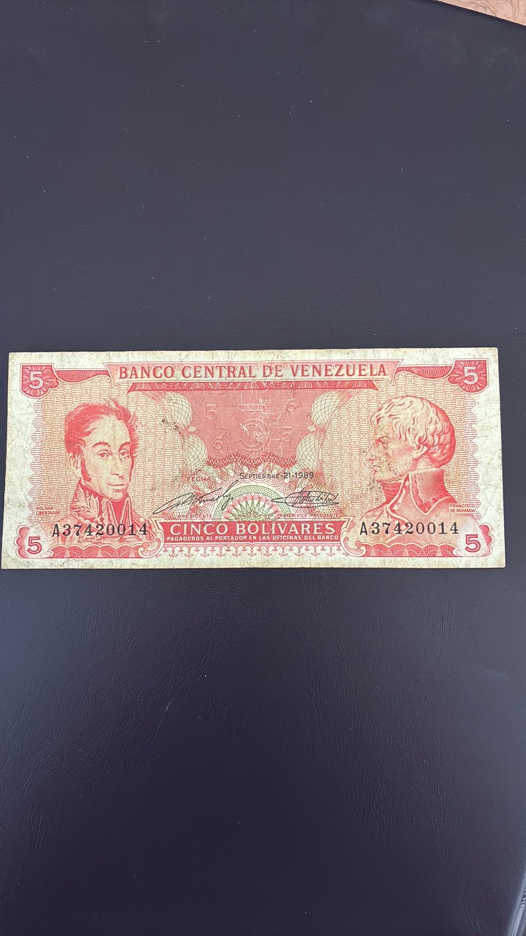 Venezuela 5 bolivares 1989, Ophalen of Verzenden, Zuid-Amerika