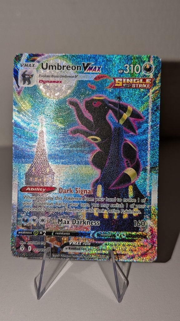 Pokémon * Umbreon VMax EVS 215 * Evolving Skies * Moonbreon, Ophalen of Verzenden, Gebruikt, Losse kaart, Foil
