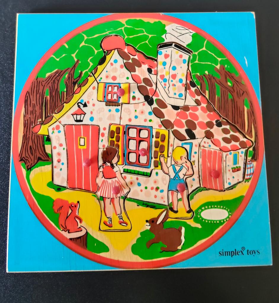 Vintage Simplex Toys Houten Puzzel Hans en Grietje, Ophalen of Verzenden, Gebruikt