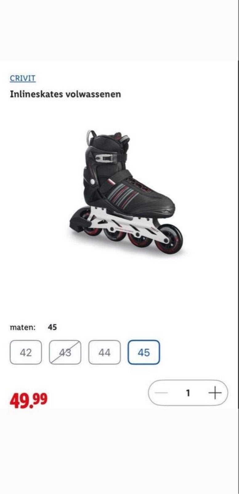 Crivit skeelers Maat 45, Zo goed als nieuw, Inline skates 4 wielen, Ophalen, Overige merken