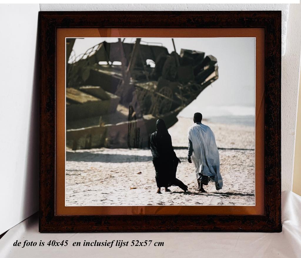 Originele Foto Houten lijst Koloniale stijl Woestijn Wrak, Ophalen, Zo goed als nieuw, Foto of Poster, 50 tot 75 cm