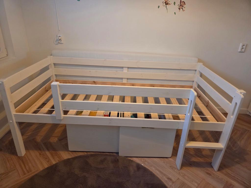 MOET WEG! Kinderbed 200x90, halfhoogslaper met 2 lades, Ophalen, 85 tot 100 cm, Gebruikt, Lattenbodem